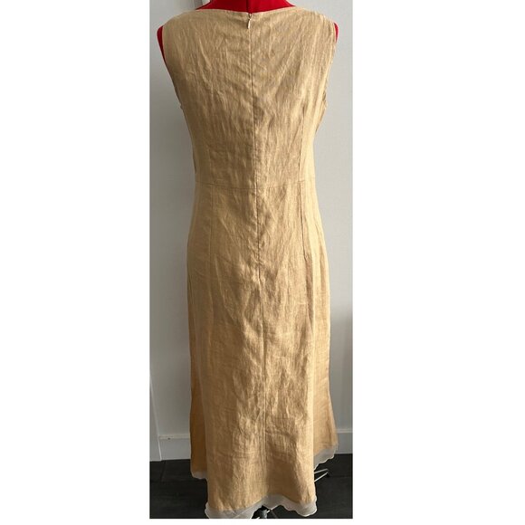 Femmes Je Vous Aime Tan Linen Dress Size Medium / Large - Picture 2 of 11